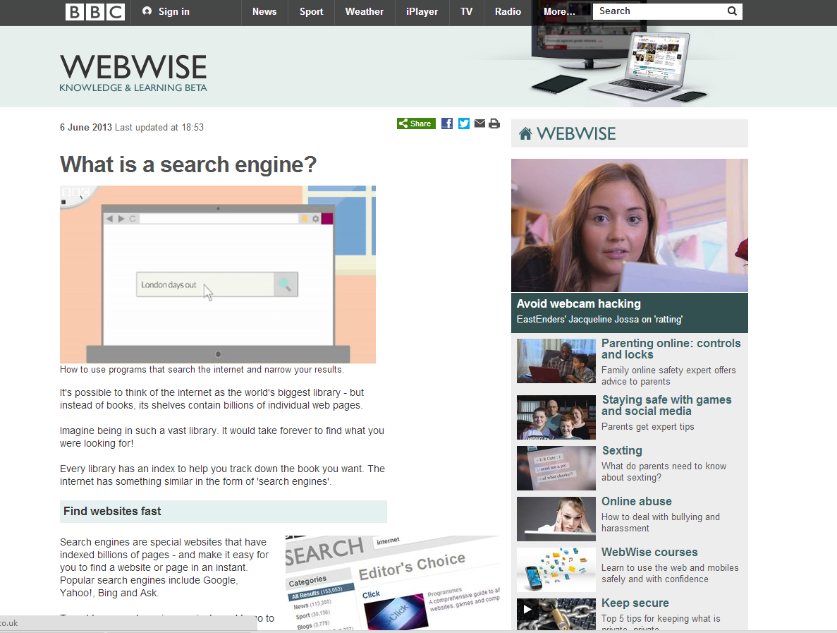 What is a Search Engine? (BBC Webwise) Content ClassConnect